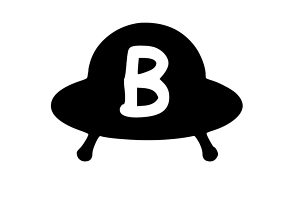 Cute Alien UFO with Playful Mono B: Graphics & Crafts