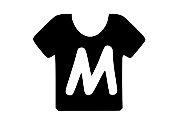 Simple Tee Shirt with Playful Mono M Graphics for Crafts