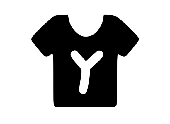 Simple Tee Shirt with Playful Mono Y Graphics for Crafts