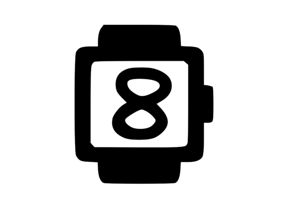 Smart Watch with Playful Mono 8 Graphics for Crafts