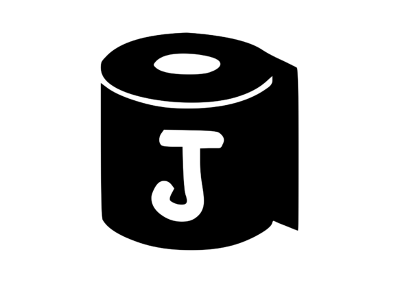 Toilet Paper Roll with Playful Mono J Graphics for Crafts